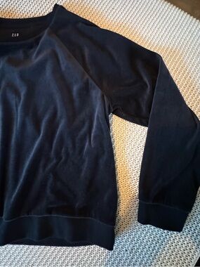 GAP Black Velour Sweatshirt XL Soft Luxe Lounge Minimalist Pullover